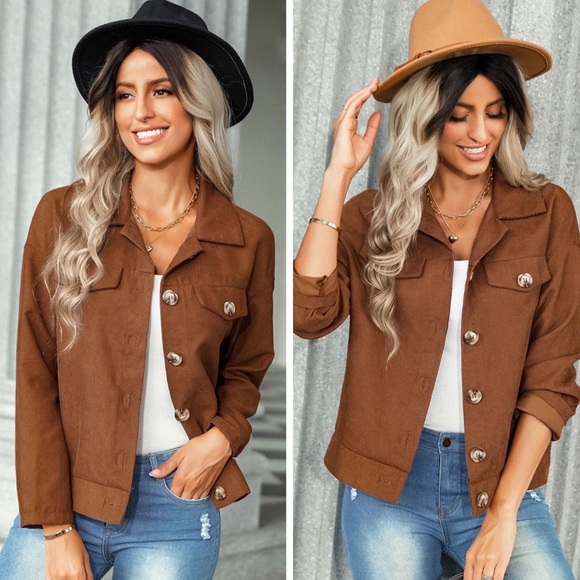 Jackets & Blazers - Brown Button Front Corduroy Jacket